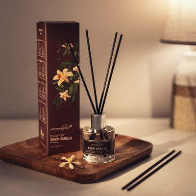 Aromahpure Reed Diffuser with 6 Fiber Reed Sticks | Vanilla Room Air Freshener For Home Diffuser Set REED-DIFFUSER(60 ml)