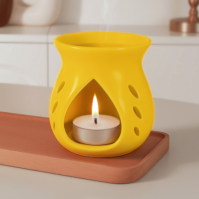 Floryn decor Ceramic Diffuser with 1 Tealight Candles, Aromatherapy Gift Yellow Diffuser Set Ceramic Diffuser with 1 Tealight Candles(1 Units)