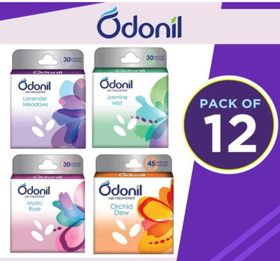 Odonil JASMINE, LAVENDER ,ROSE, orchid dew Car Freshener Blocks AIR FRESHNER(12 x 1 Units)
