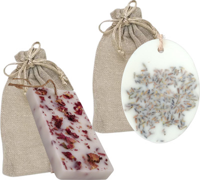 indimyst Handmade Soy Wax Sachet Rose, Lavender Car Freshener Blocks Handmade Soy Wax Sachet(2 x 1 Units)