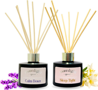 Moonlight Essence Lavender and Jasmine fragrance Diffuser Set Calm Down & Sleep Tight, Lavender and Jasmine Fragrance, Room Freshener(2 x 120 ml)