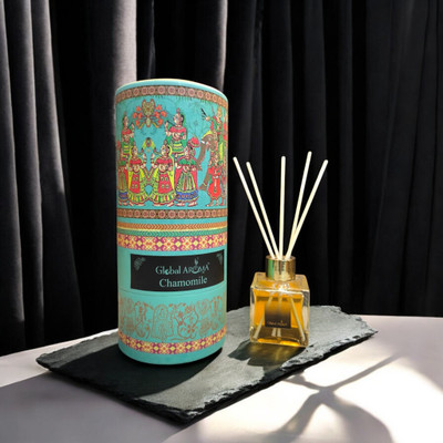 GLOBAL AROMA Reed Diffuser Set Chamomile Fragrance Diffuser Set CUBE-CHAMOMILE-100ML W-FIBER(100 ml)