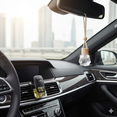 Ambipur Car Perfume Ac Vent Exotic Air Fresh Purifier Premium Jasmine Fragrance Combo Car Freshener Diffuser Set, Refill Car Perfume Air Freshener Ac Vent (7.5ml)Exotic Jasmine Premium Fragrance(16 ml)