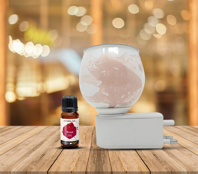 PeepalComm S3 Marble Printed Electric Kapoor Dani Camphor Diffuser Lamp with 1 15ml Rose Aroma Oil, Diffuser Set Premium Unique Marble Design White Electric Air Freshener Kapurdani Night Lamp with Switch to Toggle Between Burner and Lamp With 1 Aroma Oil 15ml Rose 1(1 Units)