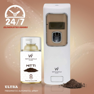 Wattle Castillo Automatic Air Freshener Dispenser & Rainy Mitti Refill-265ml(Dispenser+Refill) Automatic Spray, Diffuser Set Automatic Air Freshener Dispenser And Refill(2 Units)