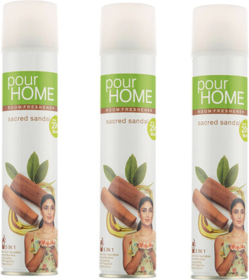 POUR HOME Sandal Spray Sandal (Pack of 3x270ml) Room Freshener/Air Freshener(3 x 270 ml)