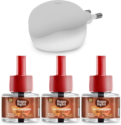 Shadow Happy Nights Sandalwood Car Freshener Refill Plug In Room Freshener Kit | Sandalwood Fragrance | Floral Air Freshener for Home(3 x 45 ml)