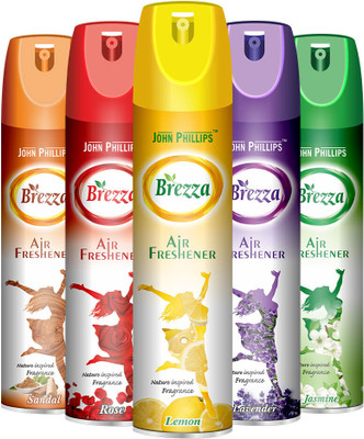 John Phillips SANDAL & ROSE & LEMON & LAVENDER & JASMINE Spray Brezza SANDAL, ROSE, LEMON, LAVENDER & JASMINE Air & Room Freshener 234 ml each(5 x 234 ml)