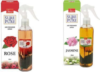 Simco ROSE AND JASMINE SURE PURE Spray SIM CO JASMINE AND ROSE AIR FRESHENER PACK OF2(2 x 250 ml)