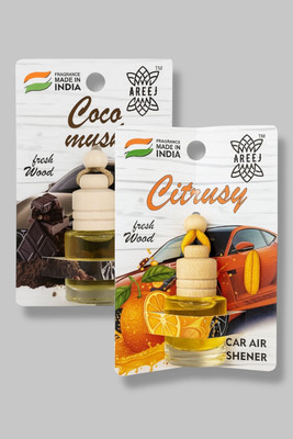 areej Citrusy, Coco musk Car Freshener Diffuser Car hanging perfume Car air freshener Combo Mix(2 x 8 ml)