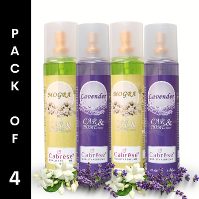 CABRESE LAVENDER, MOGRA Car Freshener Spray PREMIUM ROOM FRESHENERS(4 x 250 ml)