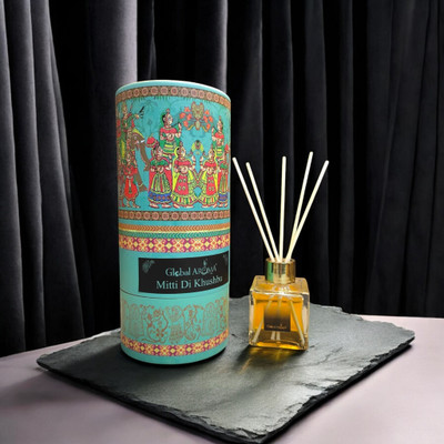 GLOBAL AROMA Reed Diffuser Set Miti di Khusbu Fragrance Diffuser Set CUBE-MITIDIKHUSHBU-100ML-W-FIBER(100 ml)