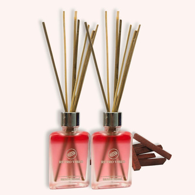 Retro Vibes Sandalwood Reed Diffuser with 7 Bamboo Stick for Home, Bath & Bedroom Pack of 2, Diffuser Set Sandalwood Reed Diffuser Set with 7 Bamboo Sticks(30 ml)