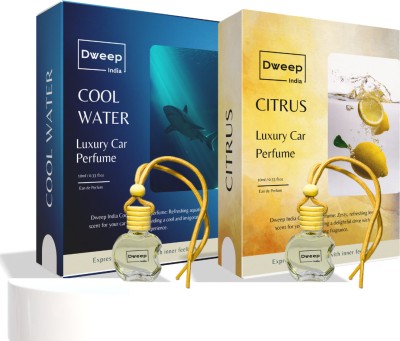 Dweep India Coolwater Car Perfume, Citrus Car Perfume Diffuser(2 x 10 ml)