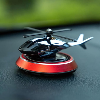 Budwill Helicopter Solar Energy Rotating Aromatherapy Aviation Al Alloy Car Freshener Diffuser Solar Helicopter Car Air Perfume Round Bottom(1 Units)