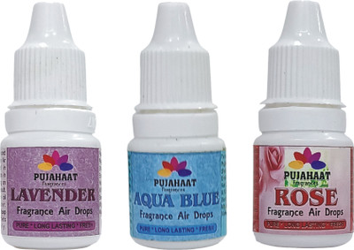 Pujahaat Rose, Lavender, Aqua blue Aroma Oil, Refill, Potpourri, Fridge Freshener lavender Rose Aqua blue 3 pc combo(3 x 33.33 ml)