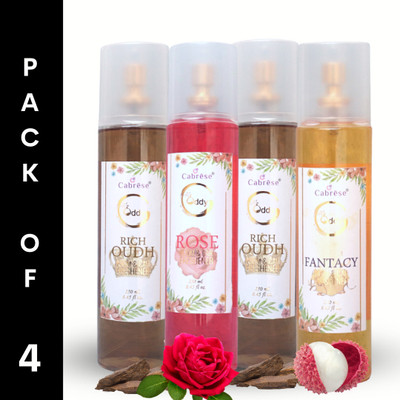 CABRESE Oudh, rose, fantacy Spray ODDY ROOM AIR FRESHENER(4 x 250 ml)
