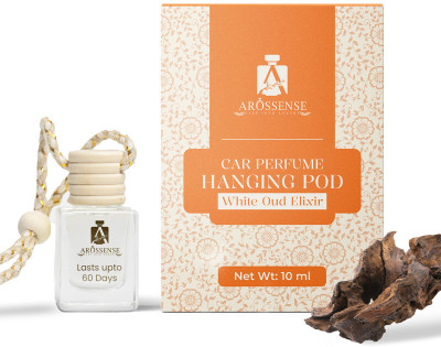 Arossense Aroma Swing - Oud Elixir -Essential Oils in Glass Bottle with Wooden Car Freshener Diffuser Aroma Swing - White Oud - 10 ml |Aroma with Essential Oils in Glass Bottle with Wooden Diffuser Lid|Car Freshners|Premium Car perfume| Car Hanging Accessories| Car Accessories Interior(10 ml)