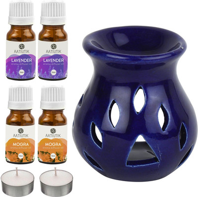 Aatiutik Mogra, Lavender Diffuser Set AT-2TL_BLUETDIF_2LV_2MOG(7 x 5.71 ml)