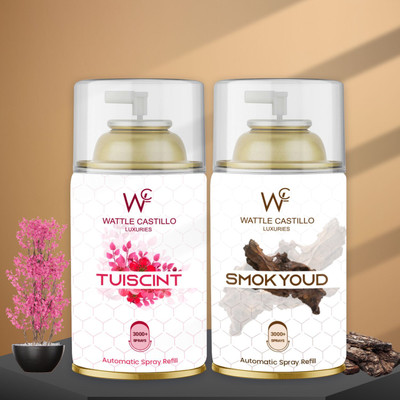 Wattle Castillo Luxuries Tuiscint Feel Coolness, And Smokyoud Feel Buring Desire Fragrance Automatic Spray 265ml Air Freshener Refilled(2 x 1 Units)