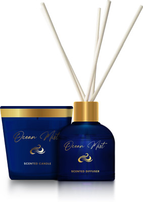 Pan Aromas Ocean Mist Diffuser Set Oriental Ocean Mist (Special Combo) Mist Reed Diffuser (100ml) & Scented Candle (120g)(2 Units)