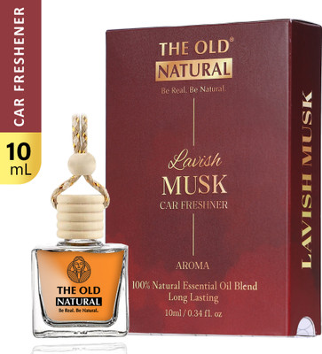 The Old Natural Lavish Musk Car Freshener Diffuser Car Perfumes with Essential Oils Fragrance in Glass bottle with Wooden Diffuser Lid | 10ml (Lavish Musk - Pack of 1, 10ml)(10 ml)