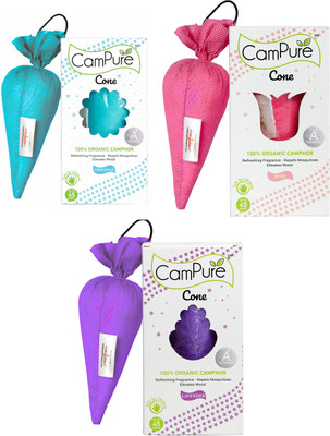 CamPure Camphor Original & Lavender & Rose Air Freshener Potpourri Cone Combo - Pack of 3 Potpourri (3 x 1 Units)(3 x 1 Units)