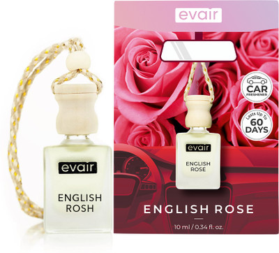 EVAIR English Rose Car Freshener Diffuser Car Air Freshener with Essential Oils Fragrance in Glass Bottle(10 ml)