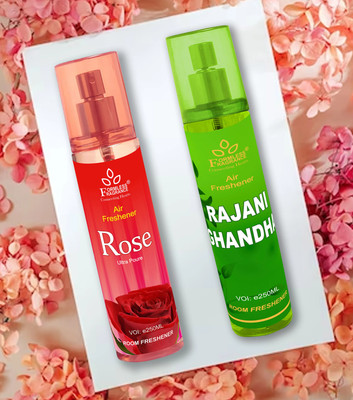 Wildplay Rose &, Rajanighandha Room Air Freshener Car Freshener Spray Rose & Rajanighandha 250ml Each(2 x 250 ml)