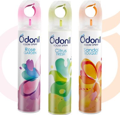 Odonil Rose Garden, Citrus Fresh, Sandal Bouquet Spray Air Freshener Room Spray - 660 ml Combo (Pack of 3, 220ml each) | Rose Garden, Citrus Fresh & Sandal Bouquet Long Lasting Nature Inspired Fragrance for Home & Office(3 x 220 ml) Odonil Rose Garden, Citrus Fresh, Sandal Bouquet Spray Air Freshener Room Spray - 660 ml Combo (Pack of 3, 220ml each) | Rose Garden, Citrus Fresh & Sandal Bouquet Long Lasting Nature Inspired Fragrance for Home & Office(3 x 220 ml)