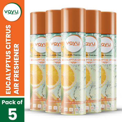 Vayu Air Freshener Room Spray Eugalytus Citrus Flavor (Pack of 5) Spray Air Freshener Room Spray(5 x 352 ml)