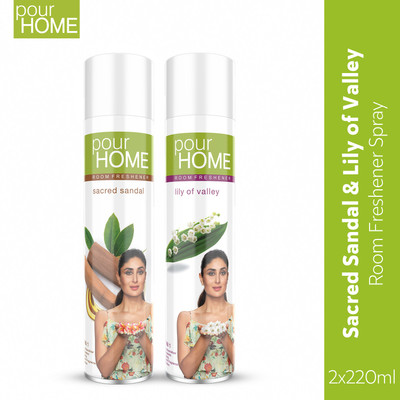 POUR HOME Sacred Sandal & Lily of Valley Room Freshener Spray Sacred Sandal & Lily of Valley Room Freshener Combo(2 x 220 ml)