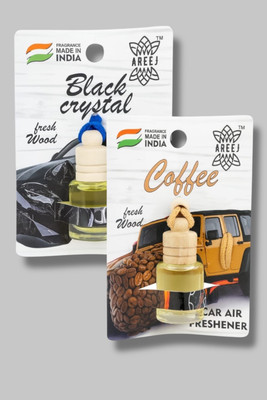 areej Coffee, Black crystal Car Freshener Diffuser Car hanging perfume Car air freshener Mix Combo(2 x 8 ml)