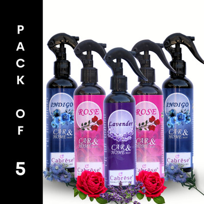 CABRESE Indigo, Rose, Indigo, Rose, Lavender Spray Black bottle packaging premium room freshener(5 x 250 ml)