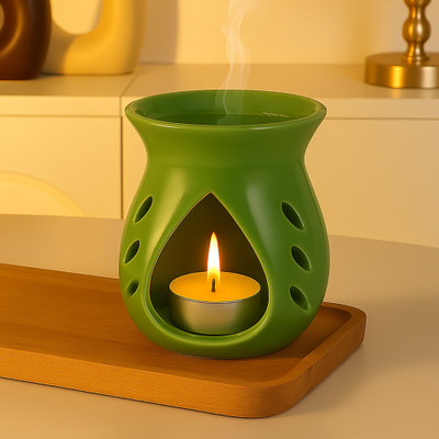 Floryn decor Ceramic Diffuser with 1 Tealight Candles For Fragrance, Aromatherapy Gift Green Diffuser Set Ceramic Diffuser with 1 Tealight Candles(1 Units)