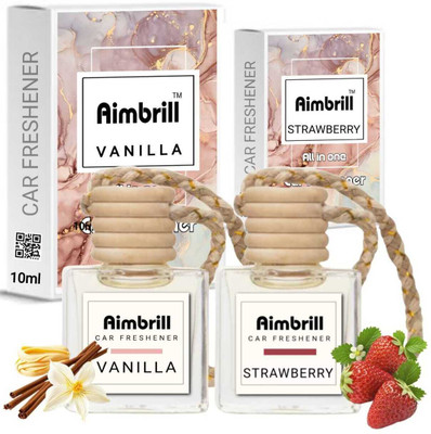 aimbrill Vanilla, strawberry Car Freshener Diffuser Car Air Freshener, Vanilla and Strawberry Scents, 10ml, Set of 2(2 x 10 ml)