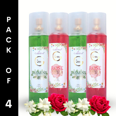 CABRESE Rose, jasmine Spray ODDY ROOM AIR FRESHENER(4 x 250 ml)