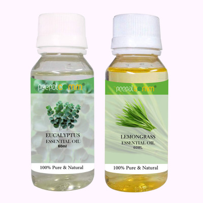 PeepalComm Pure & Natural Eucalyptus Lemongrass(60ml Each)Essential Oil Organic Essential Aroma Oil, Diffuser Set, Refill Pure & Natural Eucalyptus Lemongrass Essential Oil for Relaxation & Skin Rejuvenation | Natural Aromatherapy Oil for Diffuser | Strong & Long-Lasting Aroma - Fragrance Oil for Ho PeepalComm Pure & Natural Eucalyptus Lemongrass(60ml Each)Essential Oil Organic Essential Aroma Oil, Diffuser Set, Refill Pure & Natural Eucalyptus Lemongrass Essential Oil for Relaxation & Skin Rejuvenation | Natural Aromatherapy Oil for Diffuser | Strong & Long-Lasting Aroma - Fragrance Oil for Ho