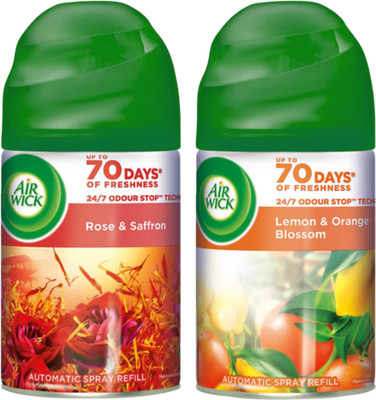Airwick Rose & Saffron Lemon & Orange Blossom Car Freshener Refill Rose & Saffron Lemon & Orange Blossom (Suitable for Home) Refill(2 x 250 ml)