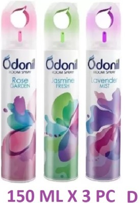 Odonil Room & Air Freshener Spray | Rose+Jasmine+Lavender D Spray(3 x 150 ml)