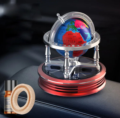 WLEWORLDLOOKENTERPRISES ™ Red Automotive Aromatherapy Refresher Solar Rotary Globe Accessories Diffuser Car Perfume Rotating Liquid Air Refresher Modern Dashboard(1.82 ml)