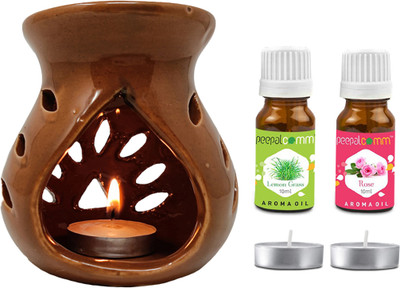 PeepalComm Ceramic Brown Oil Burner Diffuser With 2 candle & 2 10ml lgrass sandalwood Aroma Oil, Diffuser Set Ceramic Brown Oil Burner Diffuser With 2 10ml Each Lemon grass Sandalwood Aroma Oil ( 20ml ) & 2 T-Light Candles For Home Office Hotel Nice Fragrance In Atmosphere,Perfect For Gift(1 Units) PeepalComm Ceramic Brown Oil Burner Diffuser With 2 candle & 2 10ml lgrass sandalwood Aroma Oil, Diffuser Set Ceramic Brown Oil Burner Diffuser With 2 10ml Each Lemon grass Sandalwood Aroma Oil ( 20ml ) & 2 T-Light Candles For Home Office Hotel Nice Fragrance In Atmosphere,Perfect For Gift(1 Units)