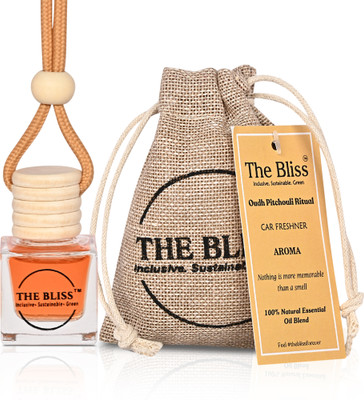 The Bliss Car Air Freshener in Glass bottle with Wooden Diffuser Lid (Oudh Patchouli) Car Freshener Diffuser Car Perfume | Air Freshener with Essential Oils Long lasting Fragrance in Glass bottle with Wooden Diffuser Lid | Car Freshener 10ml (Oudh Patchouli)(10 ml)