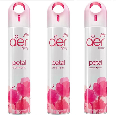 Godrej Aer PETAL CRUSH PINK HOME FRAFNANCE Car Freshener Spray PETAL CRUSH PINK(3 x 240 ml)