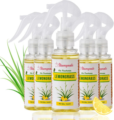 ILLUMYNATE Lemon grass Spray Lemon Grass Room Air Freshener Room Perfume Spray for Kitchen Bathroom Car Spray(5 x 100 ml)