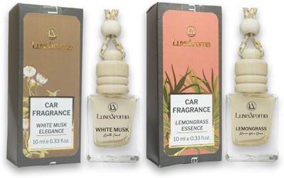 Luxe Aroma White Musk, Lemongrass Diffuser White Musk + Lemongrass Car Perfume Combo(2 x 10 ml)