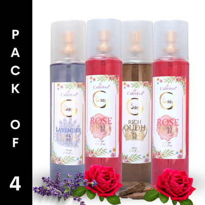 CABRESE Rose, oudh, lavender Car Freshener Spray ODDY ROOM AIR FRESHENER(4 x 250 ml)