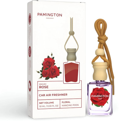 PAMINGTON Rose Car Perfume Hanging Pod Car Freshener Diffuser Set English Rose Premium Long Lasting Car Perfume Diffuser(10 ml)