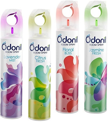 Odonil Spray (Pack of 4)Floral Bliss, Jasmine Fresh, Lavender Mist, Citrus Fresh Spray New-Spray(4 x 220 ml)