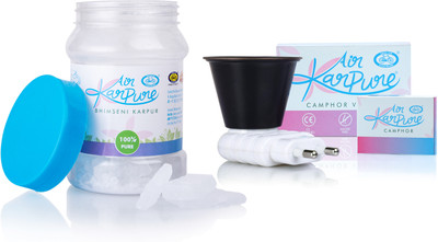 Cycle Pure Air Karpure Electric Diffuser with Tablets + Bhimseni Camphor 100 GM Diffuser Set Pure Air Karpure Camphor Electric Diffuser with Bhimseni Camphor Original 100 GM & Tablets(2 x 1 Units)
